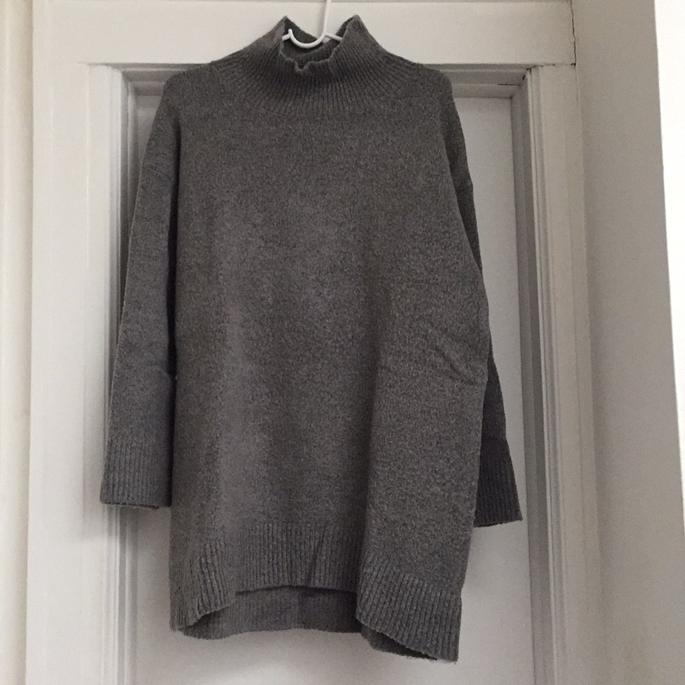 Zara Gray Long Turtleneck Sweater, Medium